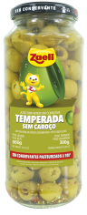 AZEITONA VERDE TEMPERADA SEM CAROÇO - VIDRO 300g