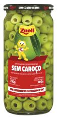 AZEITONA VERDE SEM CAROÇO - VIDRO 400g