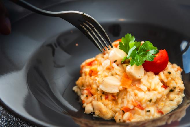 Risoto de palmito com frango picadinho